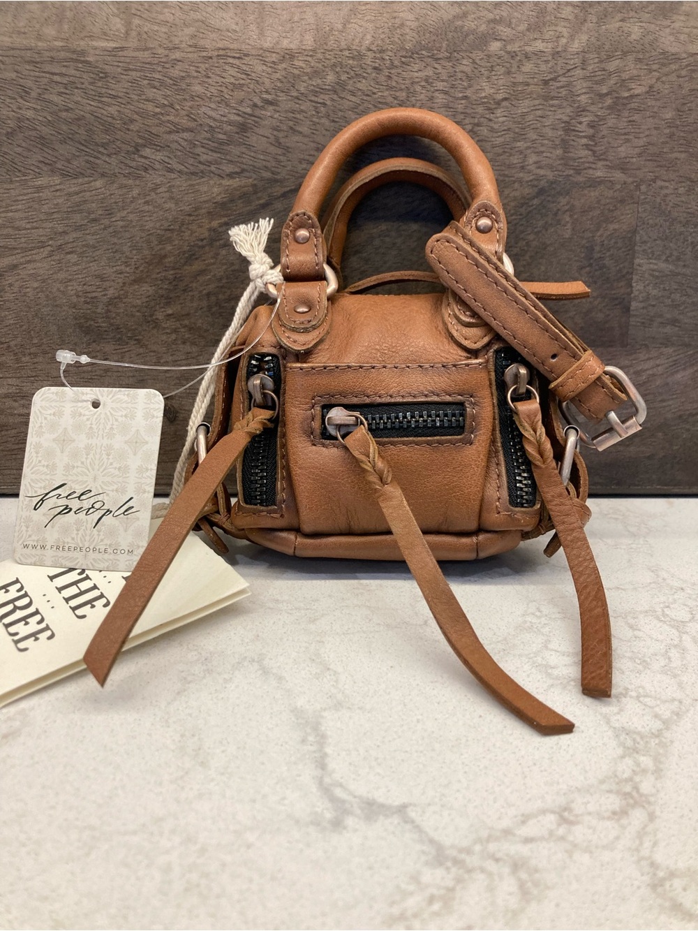 FREE PEOPLE We the Free Baby Emerson Leather Tote Bag in Black w/Mini Emerson - Picture 10 of 12